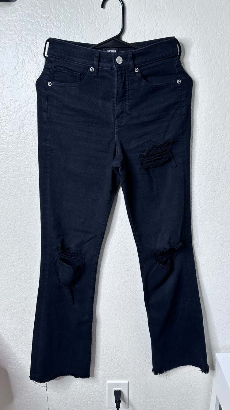 Express '90s Boot High Rise Distressed Black Jeans - Size 0R